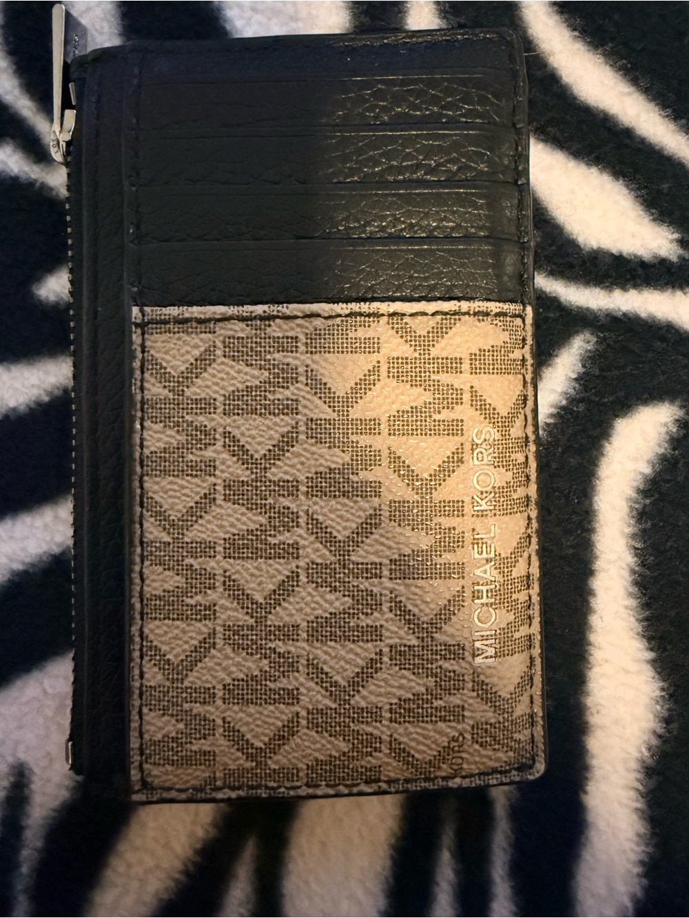 Michael Kors Black and Brown Logo Card Holder Wallet